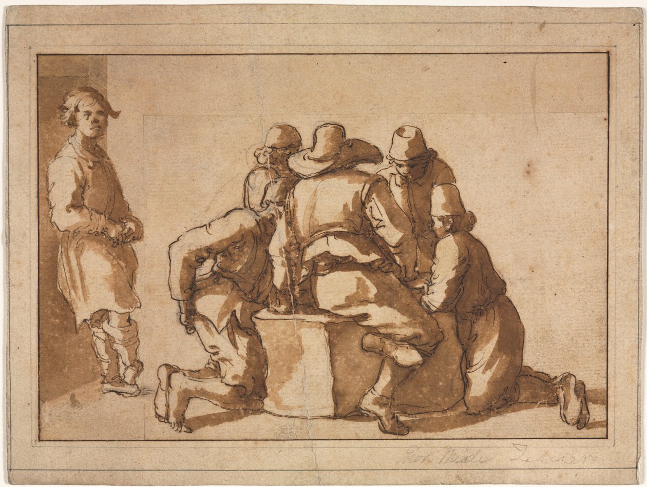 Sjanger Scene av unge menn som spiller et spill. av Frederico Zuccaro