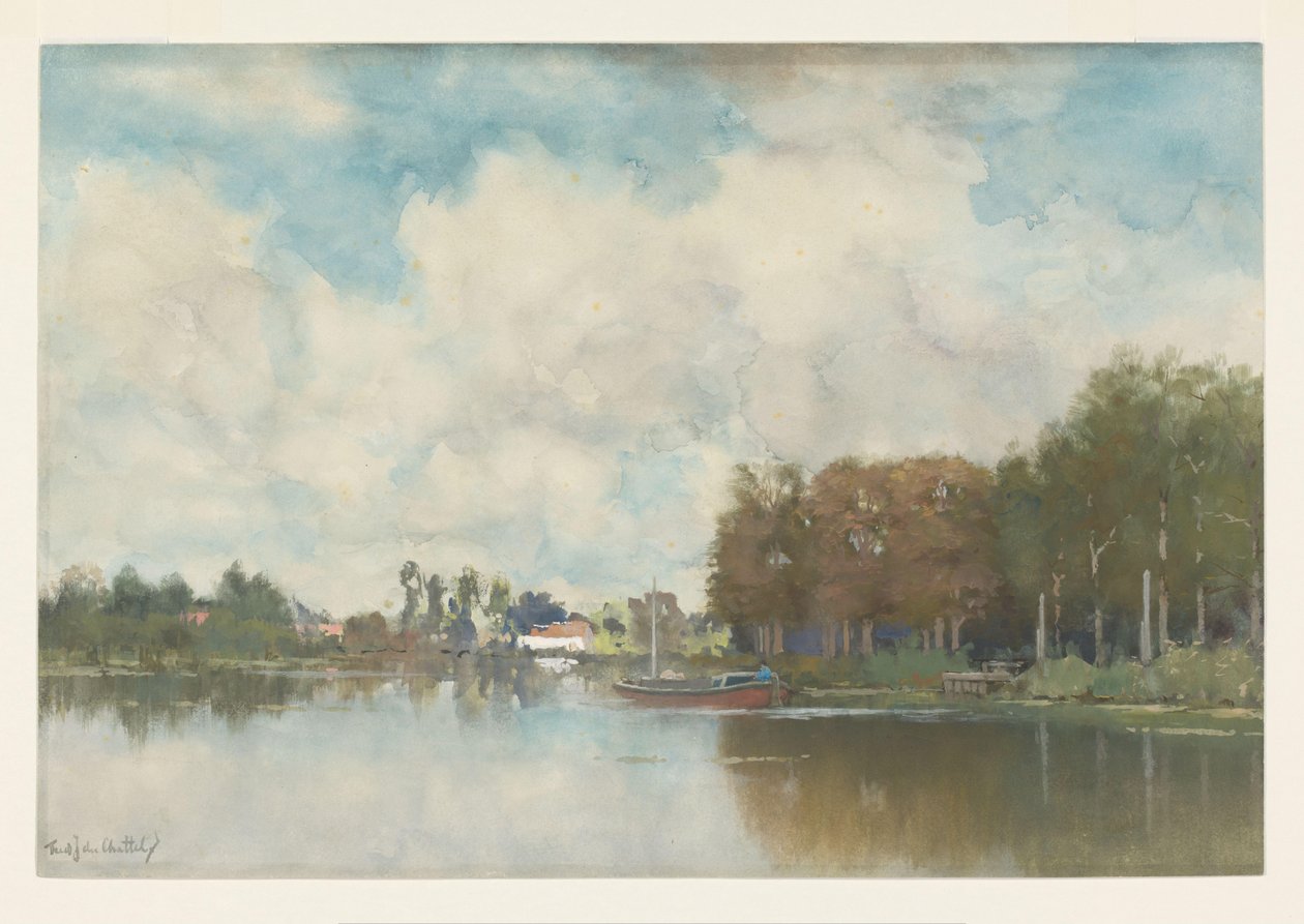 Nederlandsk kanal av Fredericus Jacobus van Rossum du Chattel (signed by artist)