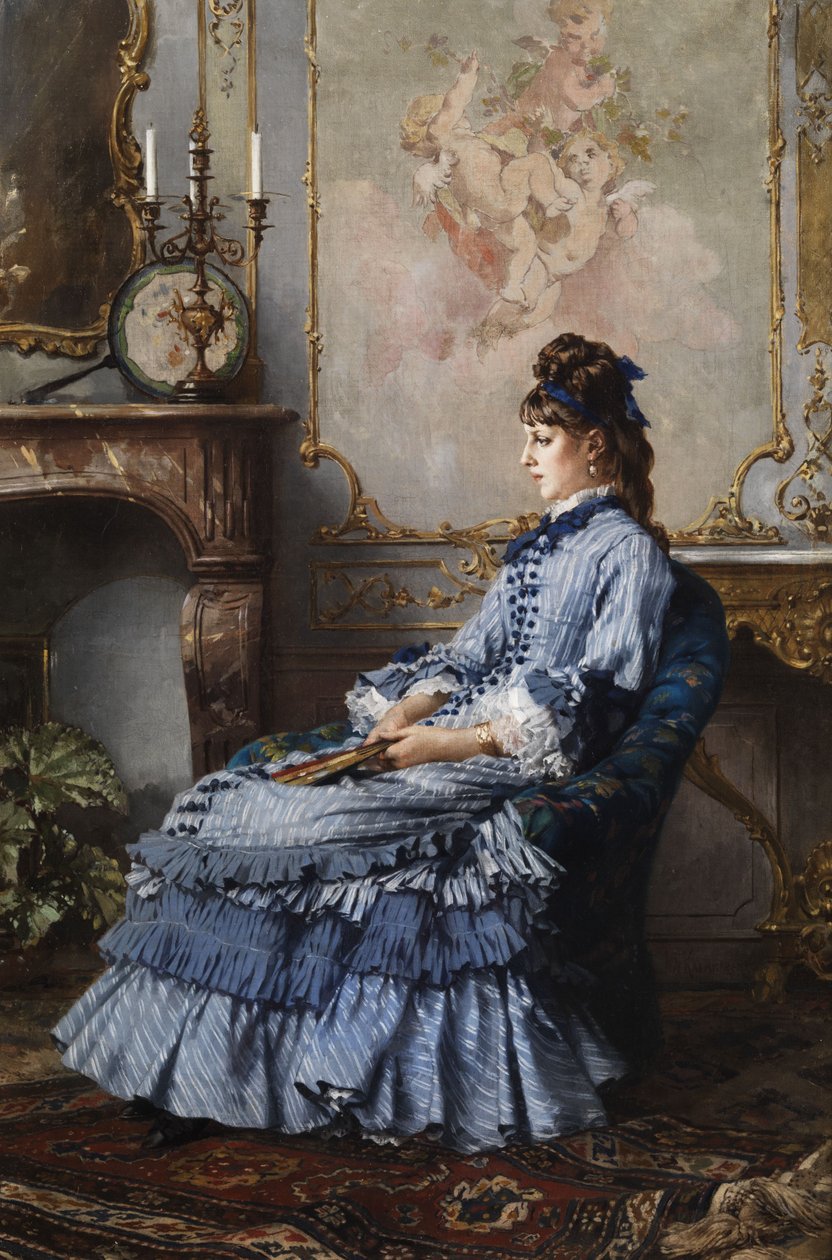 Ung dame ved peisen av Frederik Hendrik Kaemmerer