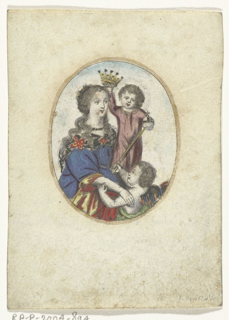 Madonna med barn og engel i oval av Frederik Bouttats (de Jonge) (attributed to)
