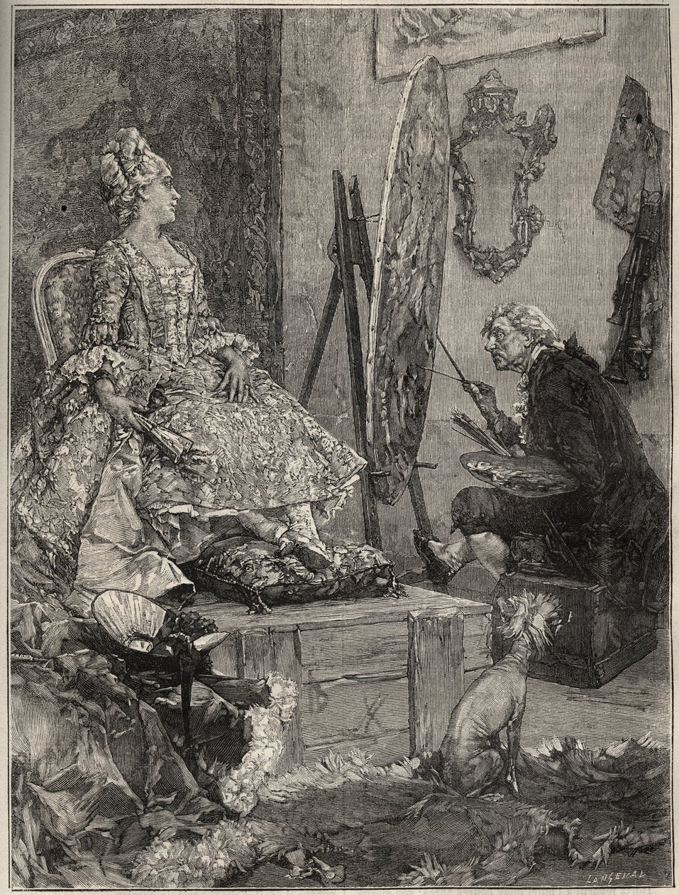 Francois Boucher (1703-1770) maler portrettet av Jeanne Antoinette Poisson, Marquise of Pompadour (kjent som Madame de Pompadour av Frederik Hendrik (after) Kaemmerer
