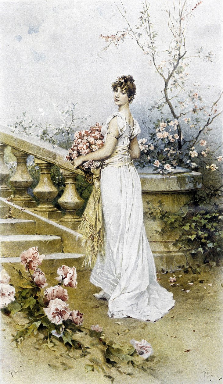 Kvinne - allegori om forsommeren, kalender illustrert av Hubert Dys, malt av F.H. Kaemmerer av Frederik Hendrik Kaemmerer