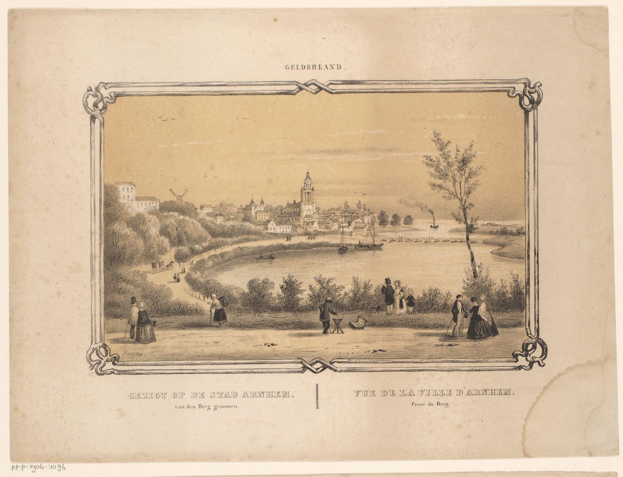 Utsikt over Arnhem Utsikt over byen Arnhem tatt fra den Berg (tittel på objekt) Gelderland (serietittel på objekt) av Frederik Lodewijk Huygens