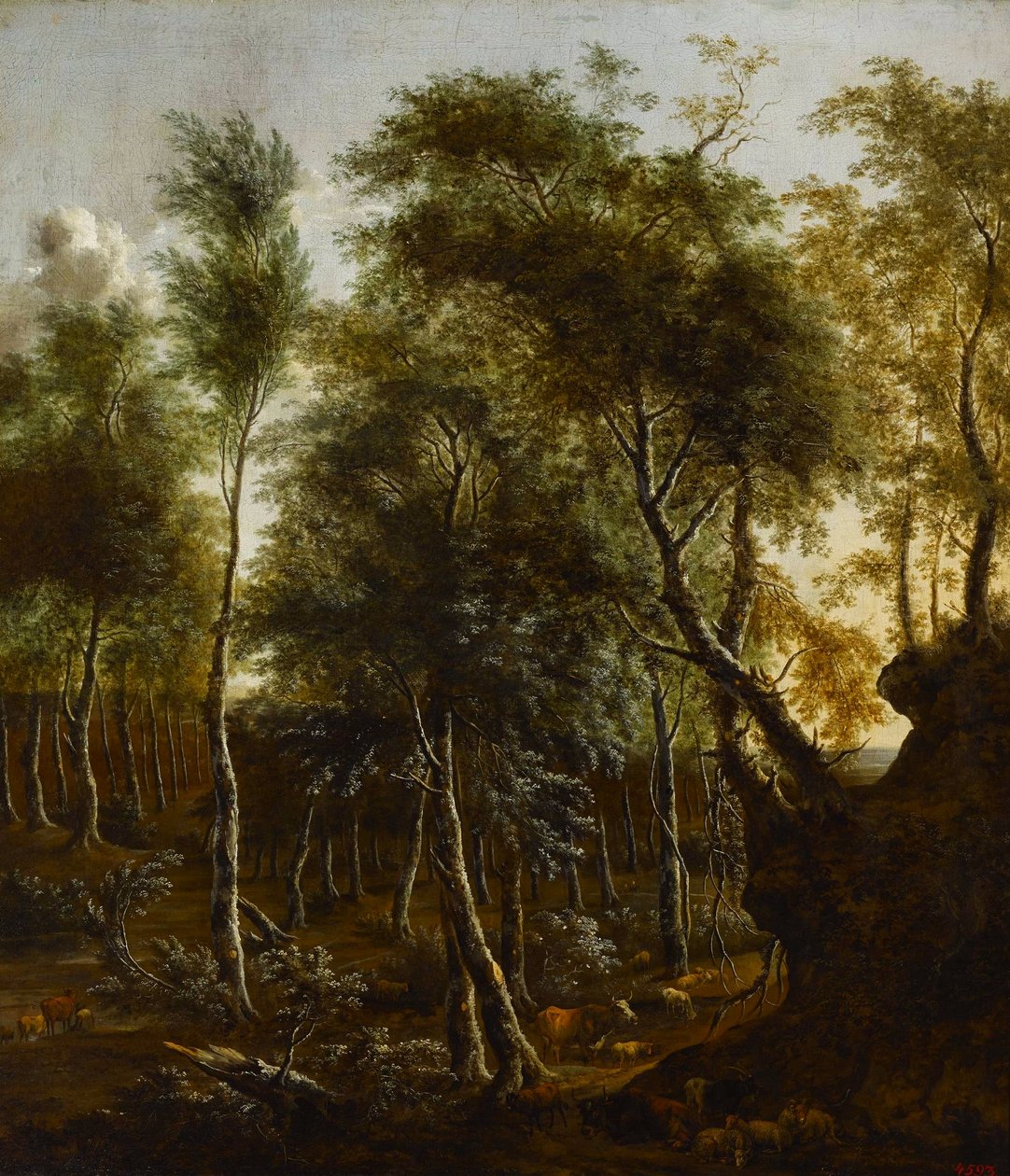 Et skogkledd landskap av Frederik de Moucheron