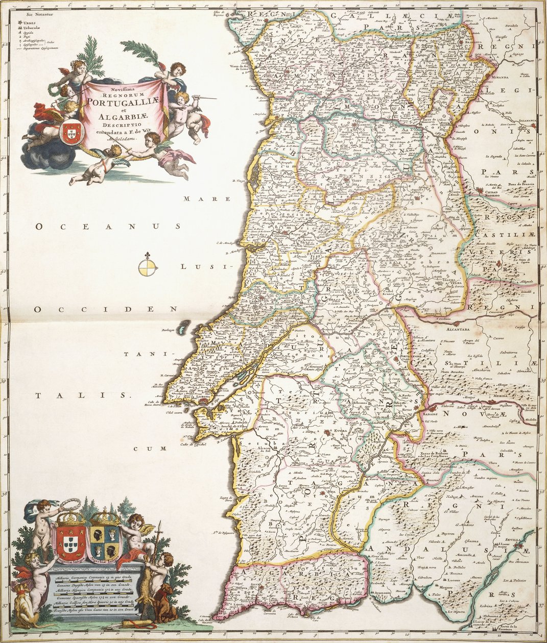 Kart som viser Portugal, ca. 1680 av Frederik de Wit