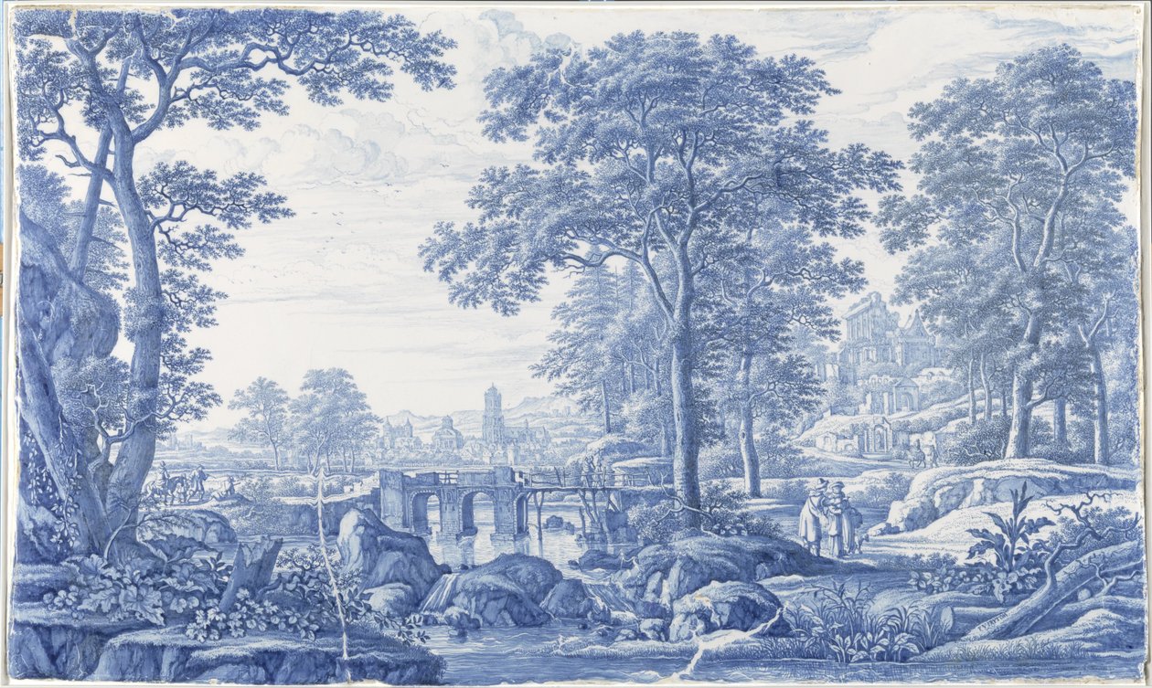 Plakett med italiensk landskap Plakett med et italiensk landskap av Frederik van Frytom (attributed to)