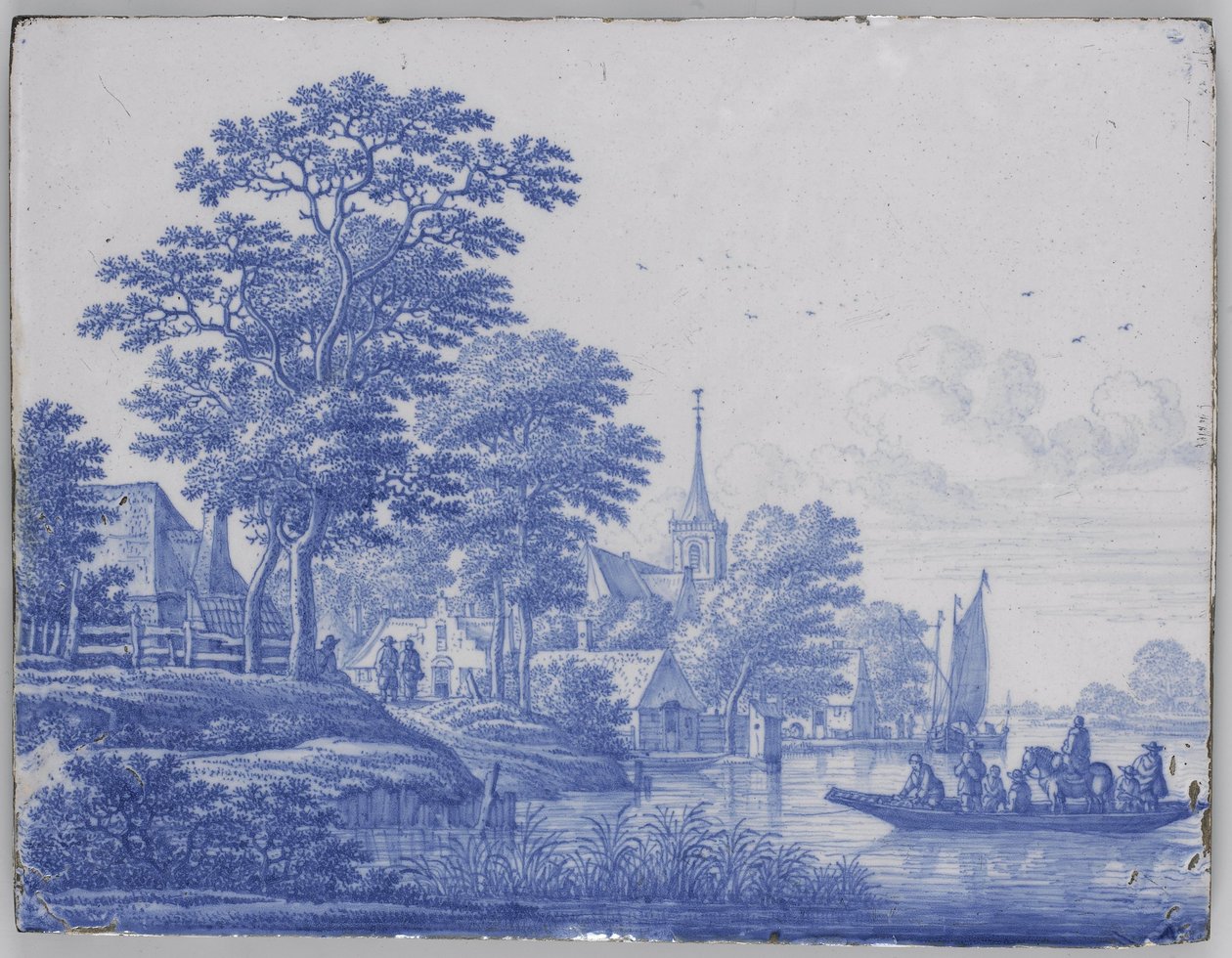 Rektangulær plakett med elvelandskap av Frederik van Frytom (attributed to)