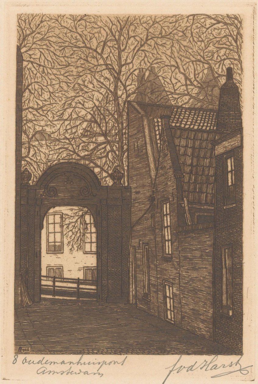 Oudemanhuispoort i Amsterdam av Frederik van der Harst (signed by artist)