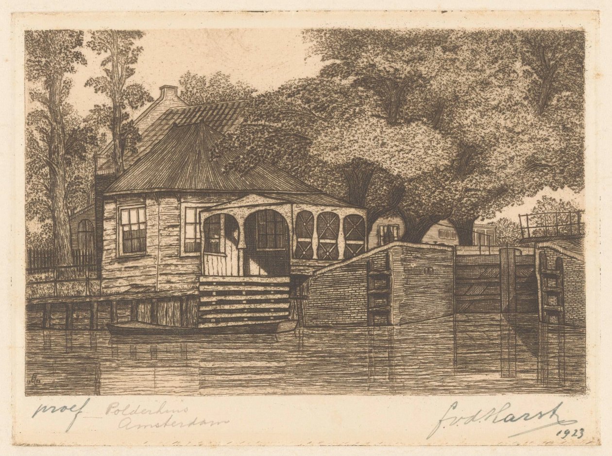 Polderhuis (original tittel på objekt) av Frederik van der Harst (signed by artist)