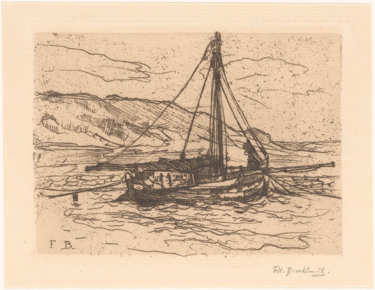 Rekebåt til sjøs av Frederika Henriëtte Broeksmit (signed by artist)