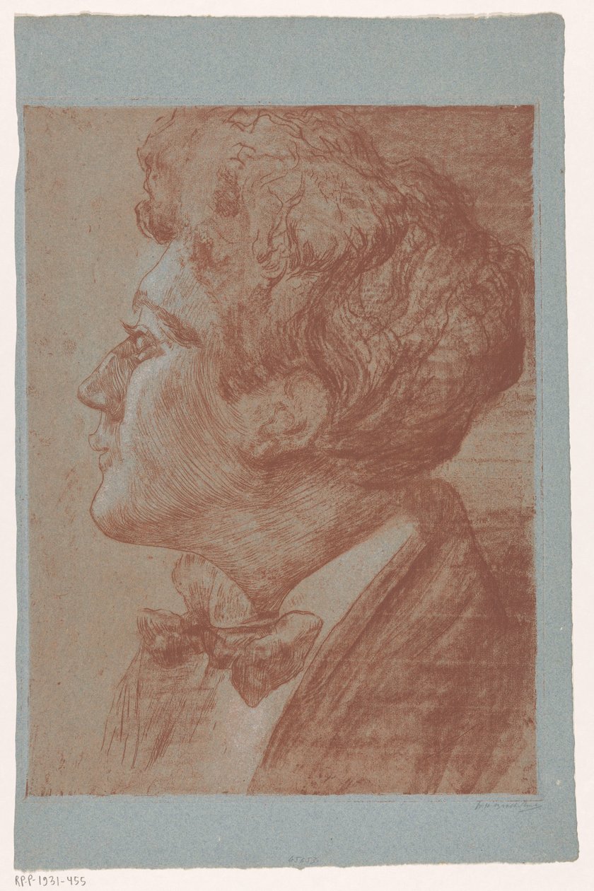 Portrett av en ukjent mann av Frederika Henriëtte Broeksmit (signed by artist)