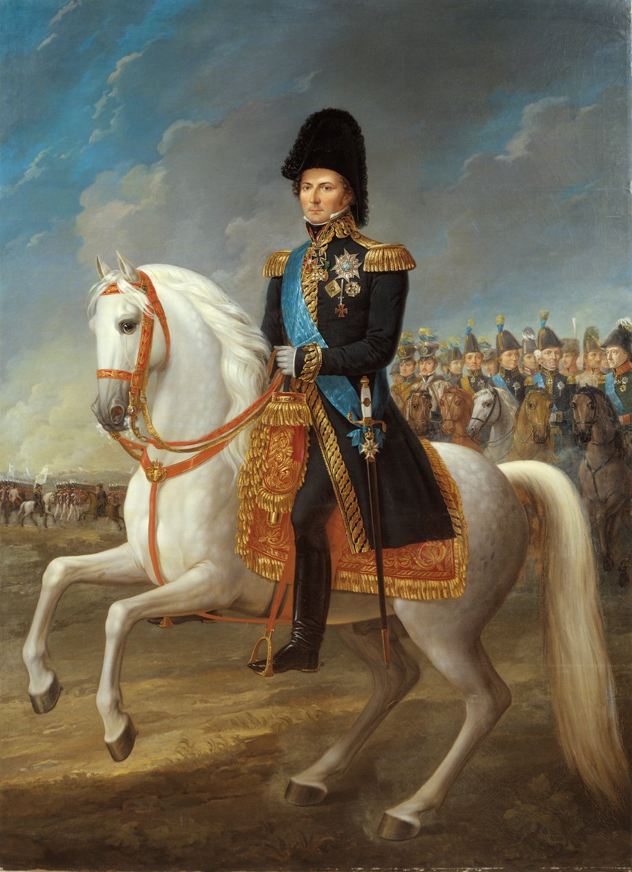 Karl XIV Johan, konge av Sverige og Norge (1763-1844), som kronprins, kom inn i Leipzig 1813 av Fredric Westin