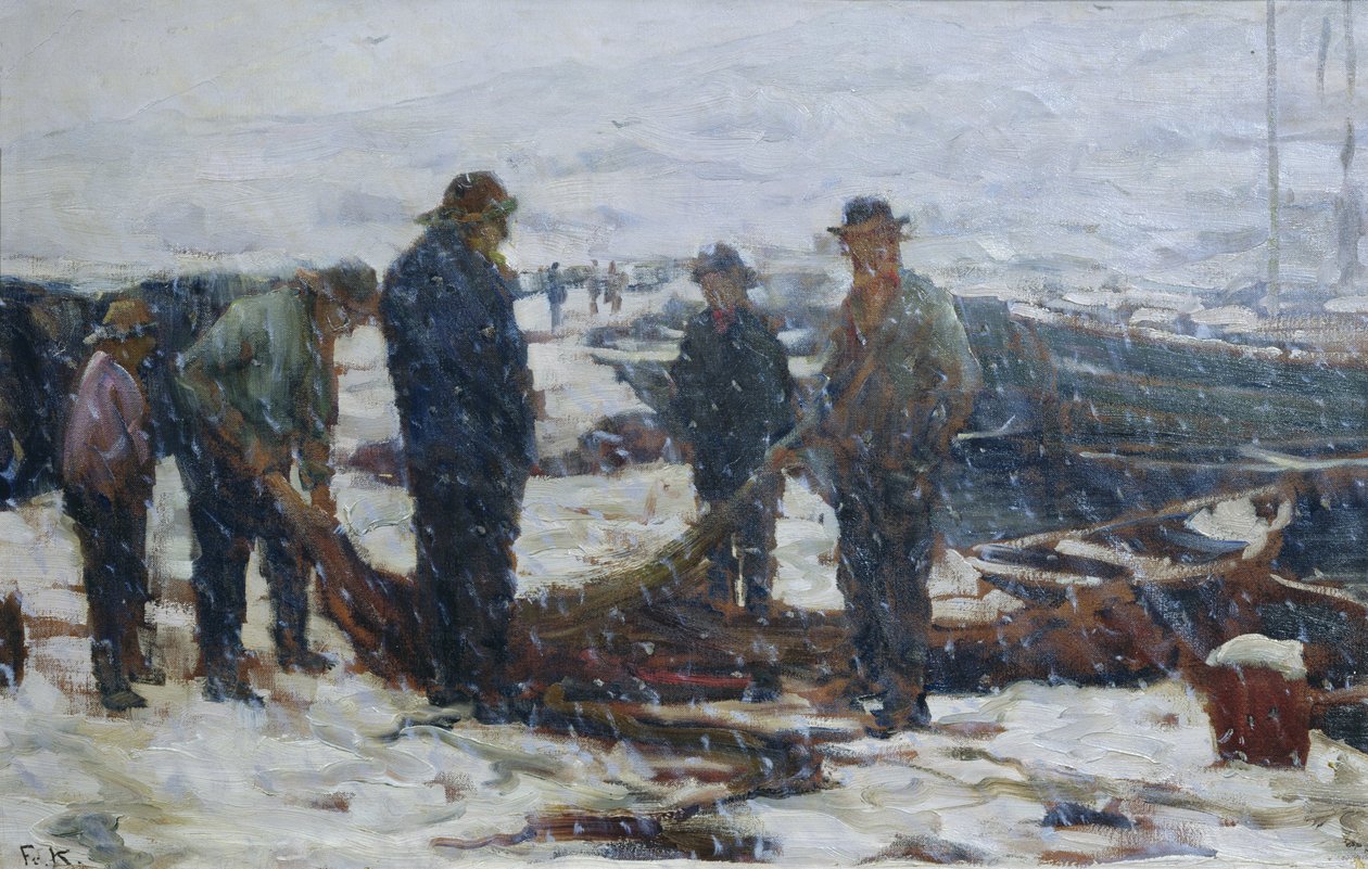 Fishermen, ca. 1900 (olje på lerret) av Fredrik Kolstoe
