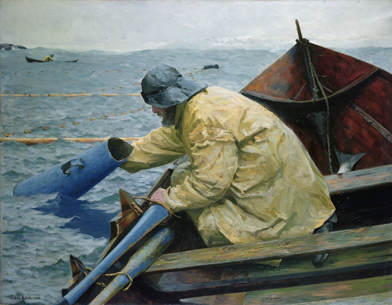 Ute ved lakseseinen av Fredrik Kolstoe