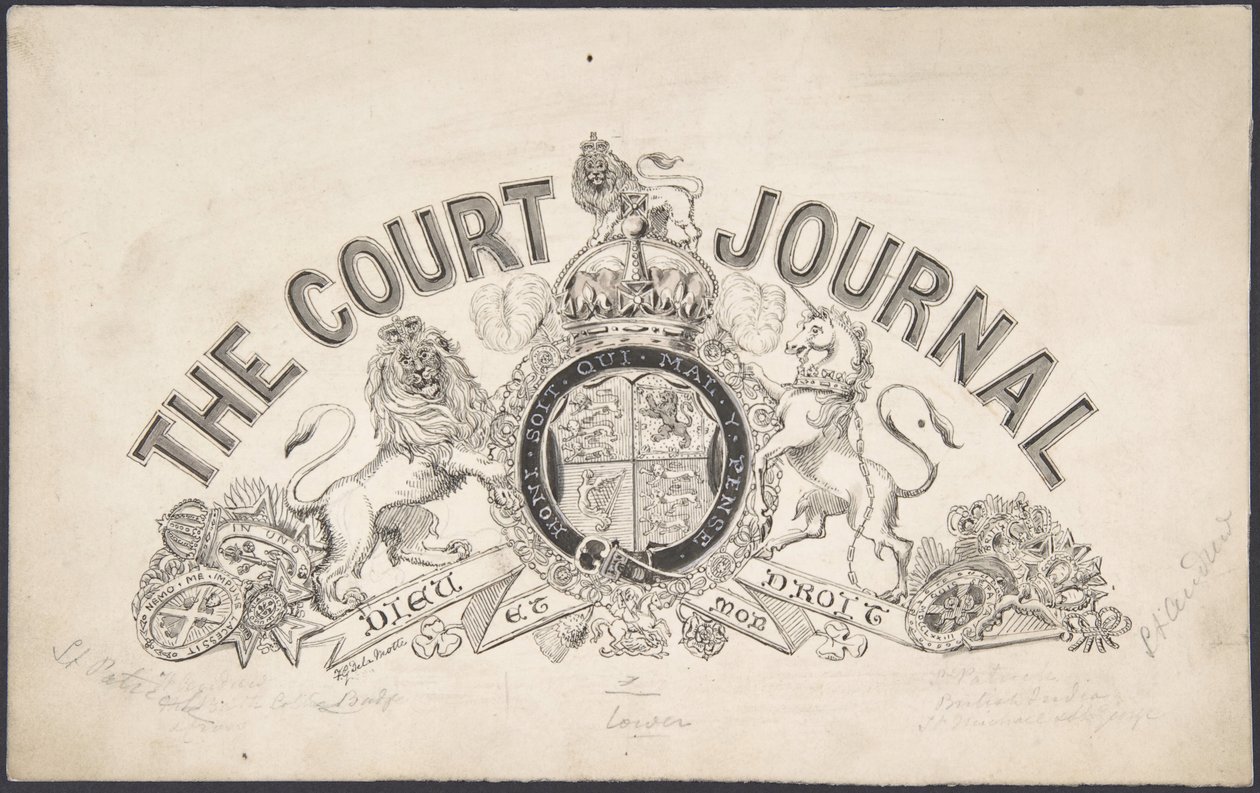 Tittelsidedesign for The Court Journal, 1830-62. av Freeman Gage Delamotte
