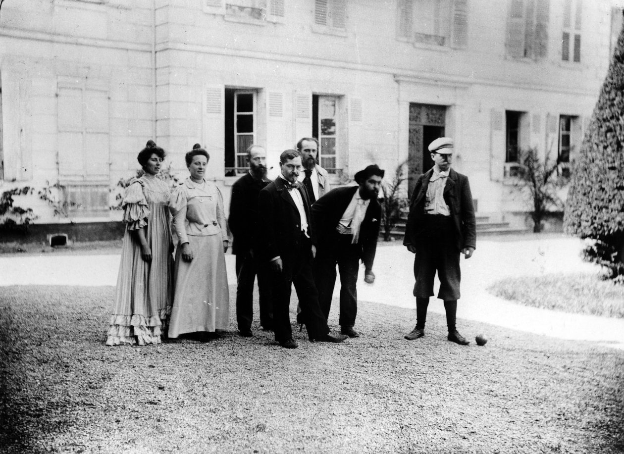 Et slag petanque på Le Relais, hjemmet til Natanson-familien i Villeneuve-sur-Yonne, ca. 1899 av French Photographer