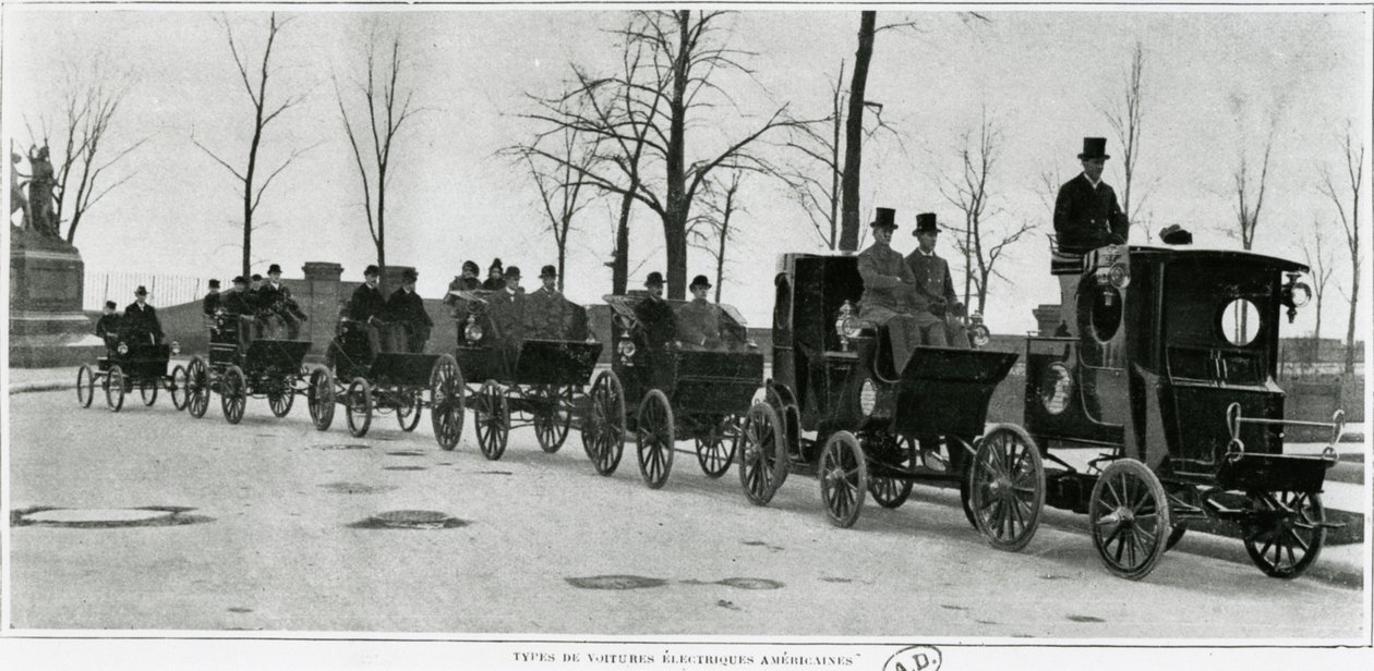 Amerikanske elektriske biler i Paris, ca. 1900 av French Photographer