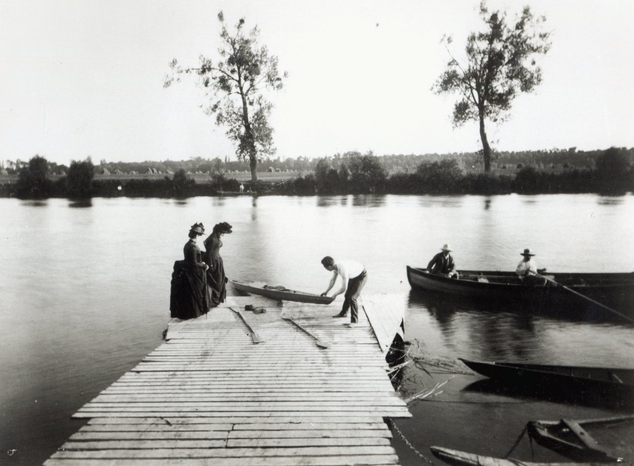 Båtscene i området ved Ile-de-France, ca. 1880 av French Photographer