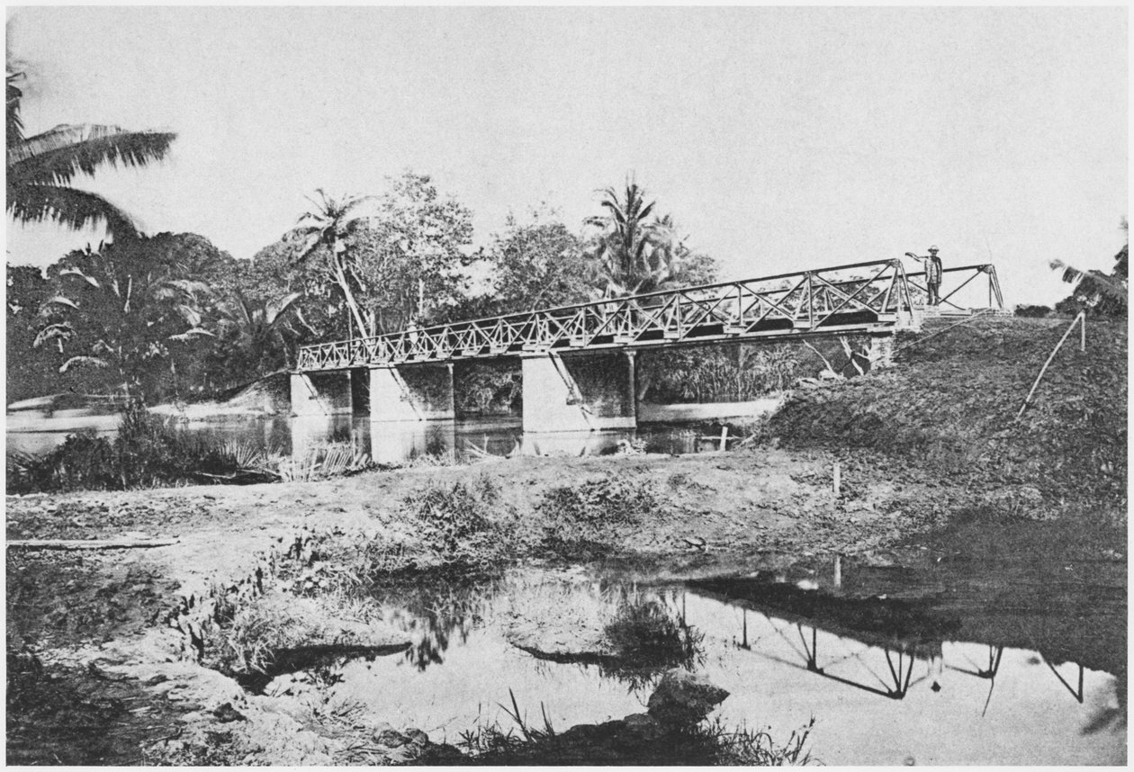Bro over Rach Lang River, distriktet Saigon, 1885 av French Photographer