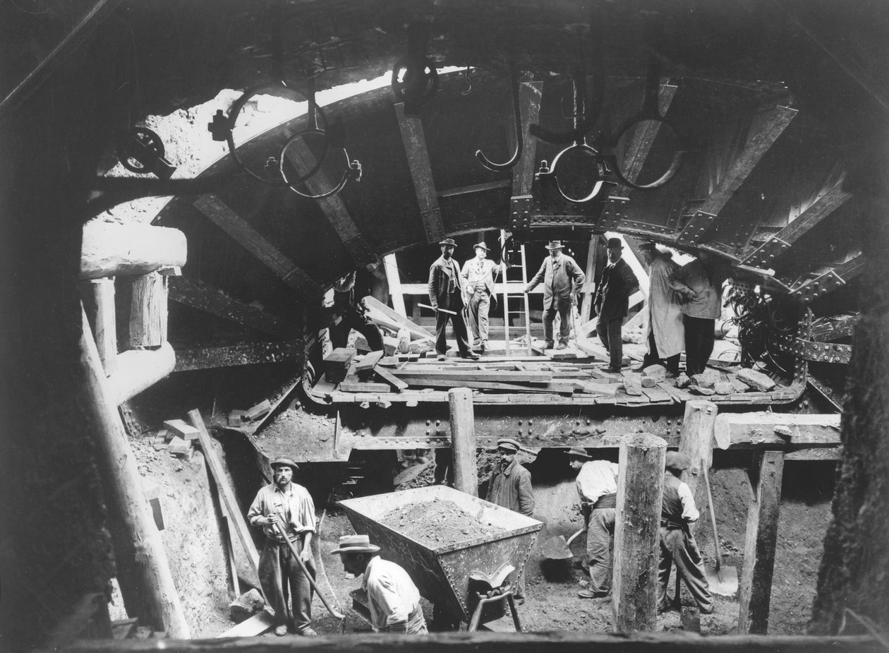 Bygging av Paris Metro, ca. 1900 av French Photographer