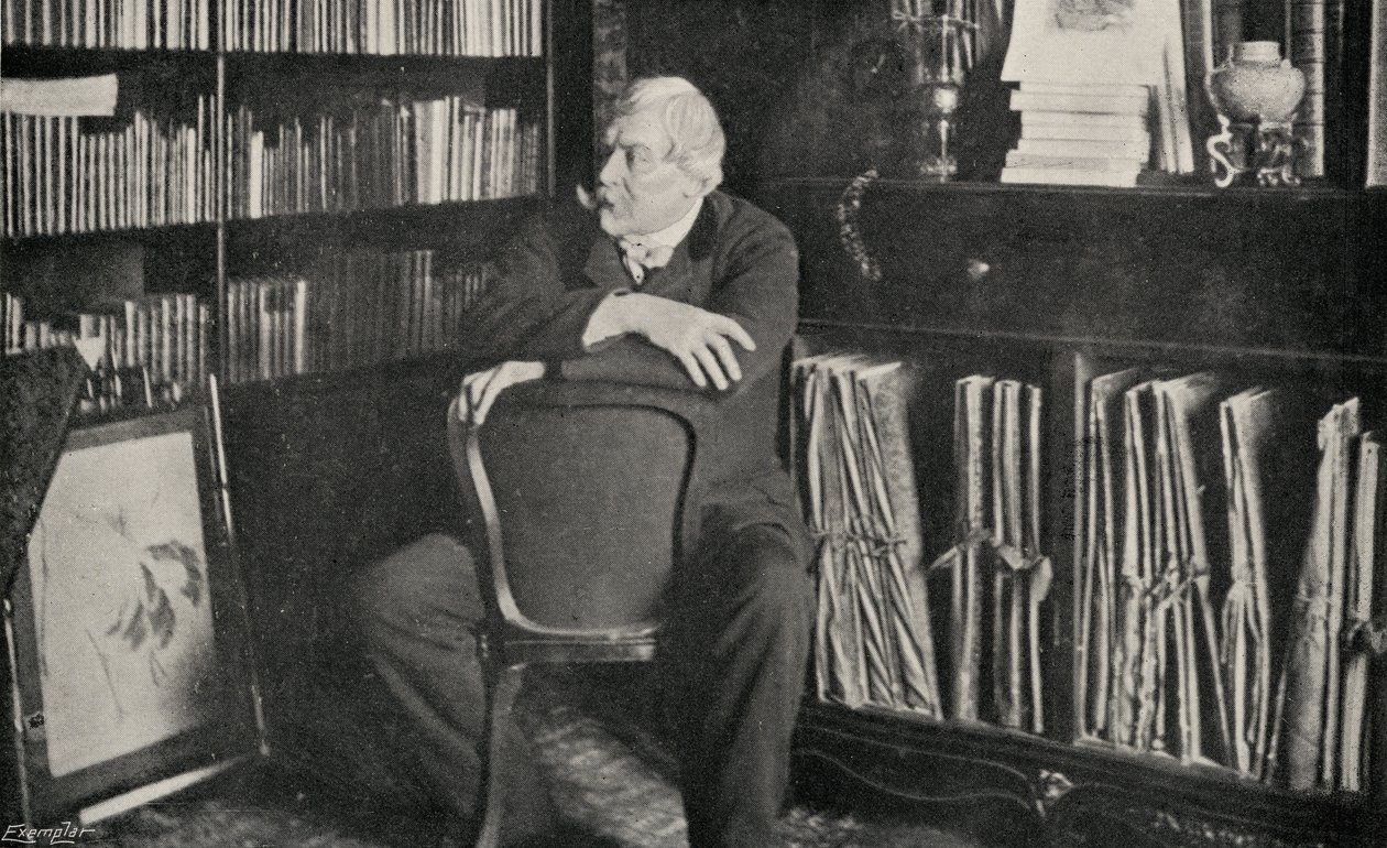 Edmond de Goncourt (1822-96) i studiet sitt av French Photographer