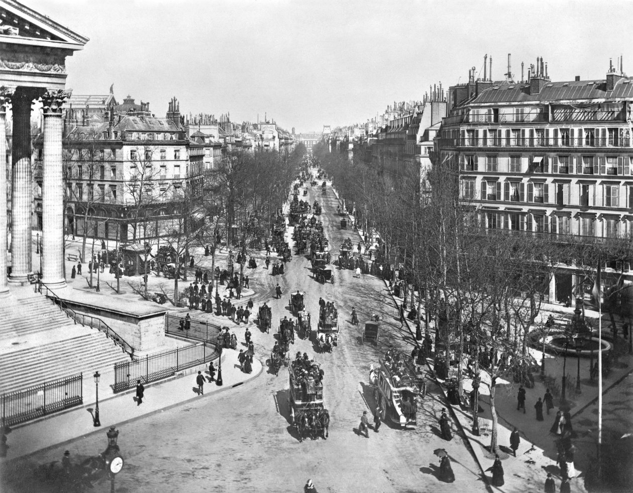 Generell utsikt over Place de la Madeleine, sent på 1800-tallet av French Photographer