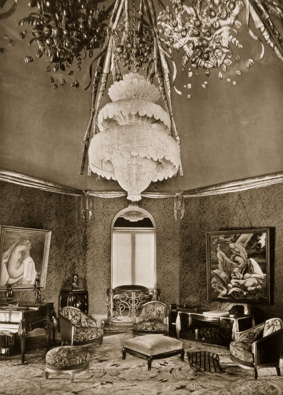 Grand SalonDrawing Room, designet av Sue et Mare, fra Ensembles Mobiliers II, 1925 av French Photographer