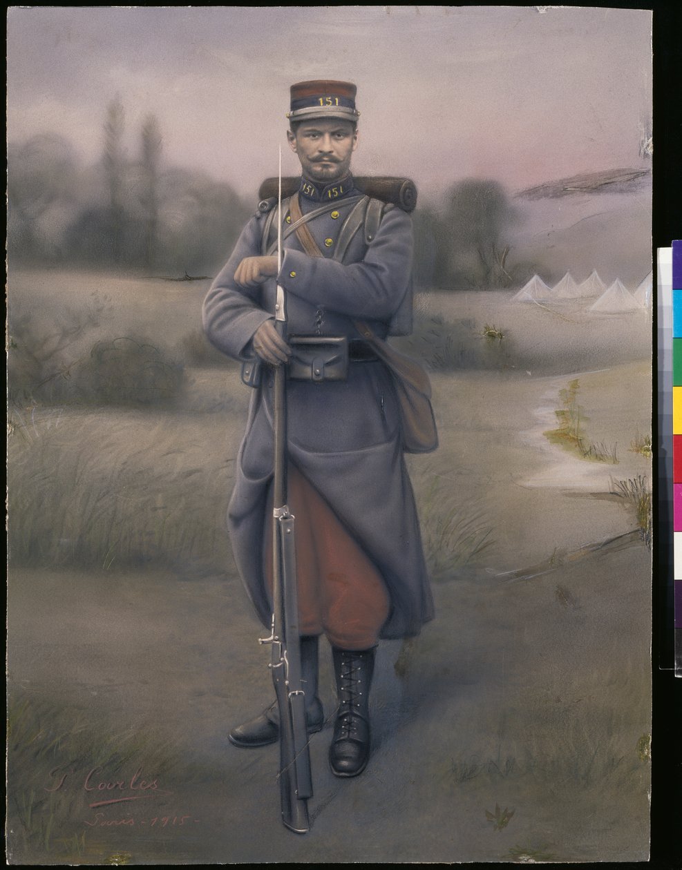 Infanterist fra 151. infanteriregiment, 1915 (farget bilde) av French Photographer