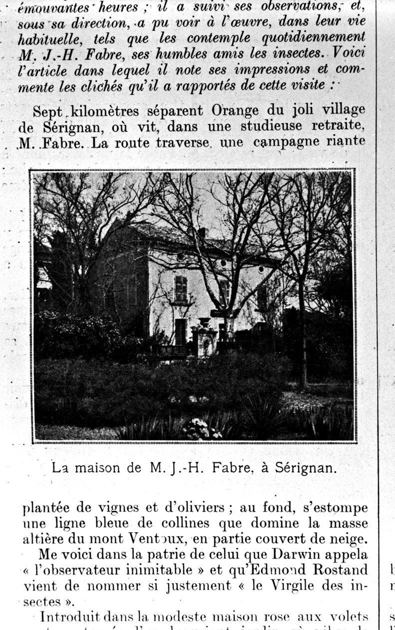 Jean-Henri Fabres (1823-1915) hus på Serignan av French Photographer