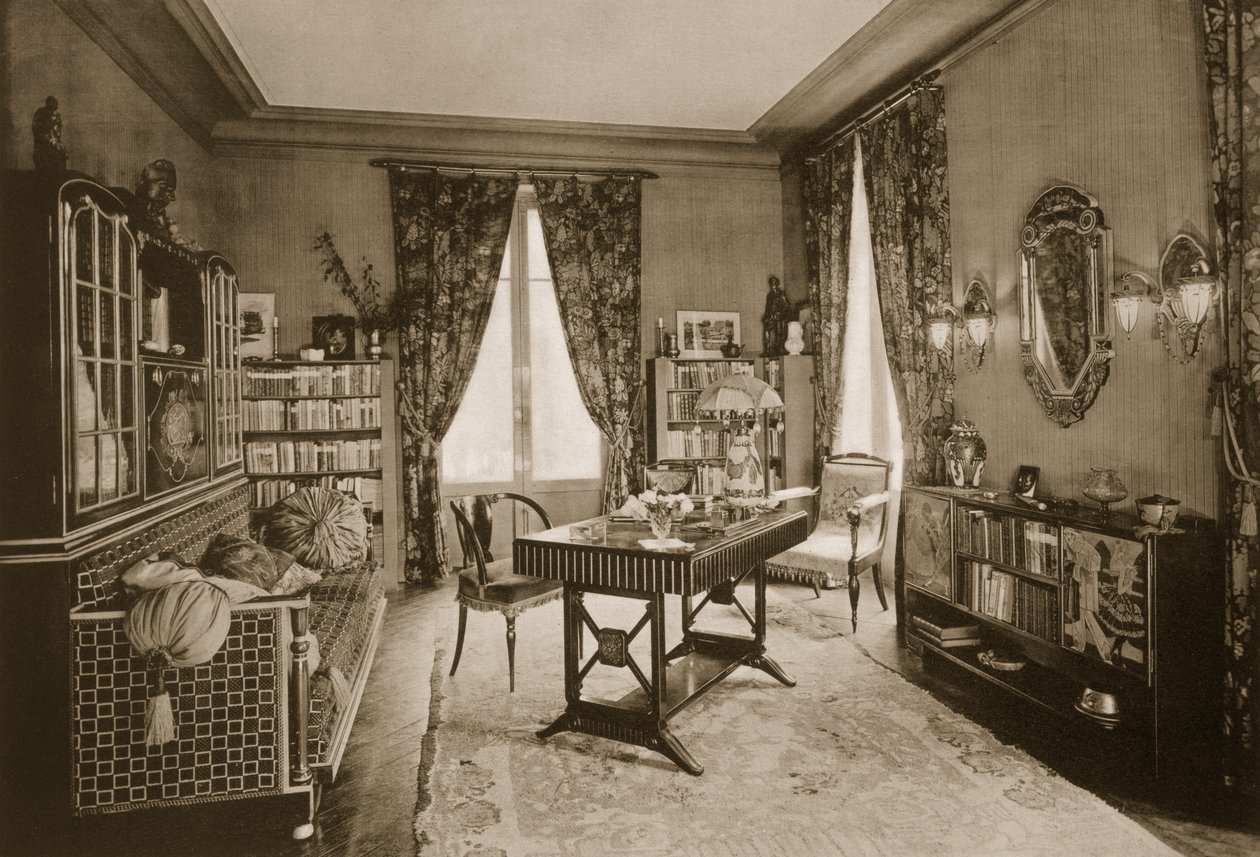 Lounge designet av P. Lahalle og G. Levard, Plate 21 fra Ensembles Choisis, utgitt 1930 av French Photographer