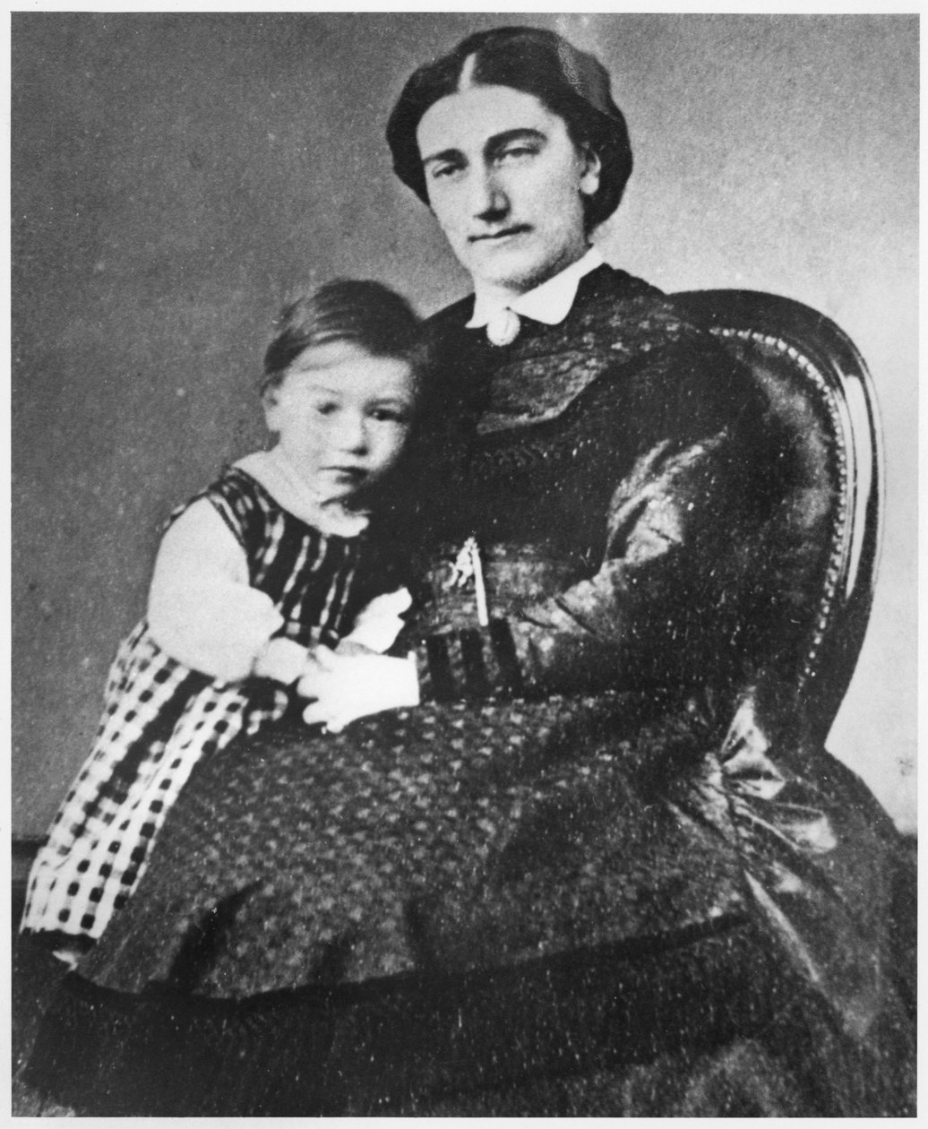 Madame Gide med Andre Gide, 1872 av French Photographer