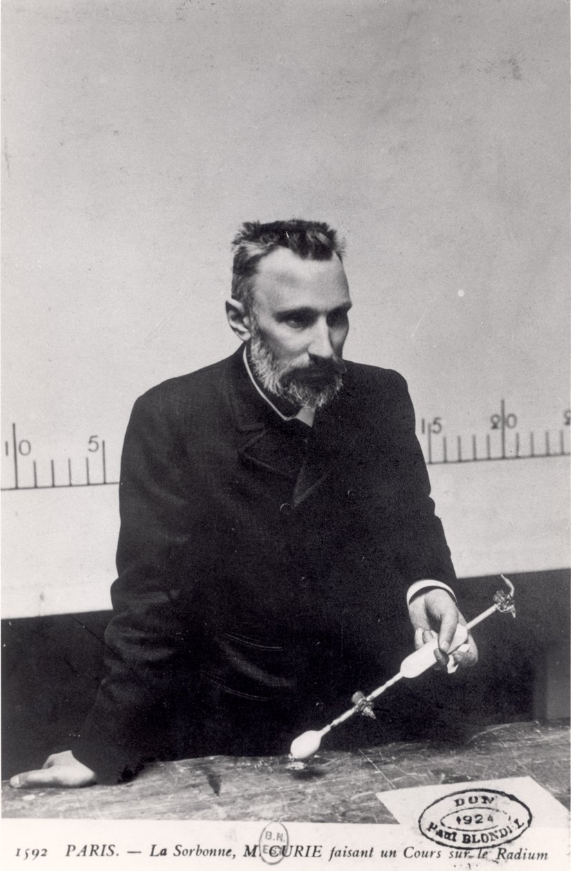 Pierre Curie (1859-1906) underviste om radium ved Sorbonne, 1906 av French Photographer
