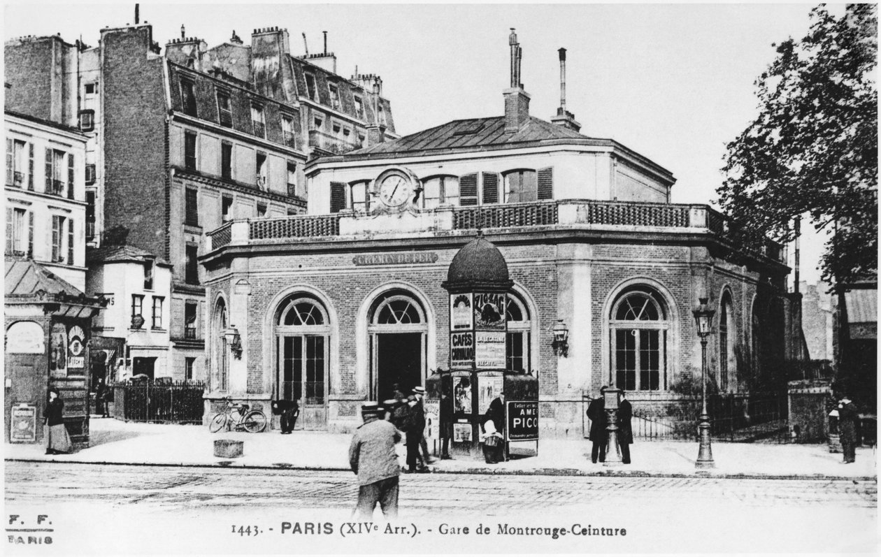 Postkort som viser Montrouge-stasjonen, Paris, ca. 1900 av French Photographer
