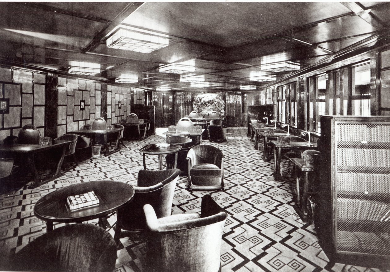 Lesesal på Ocean Liner Ile de France, 1926 av French Photographer