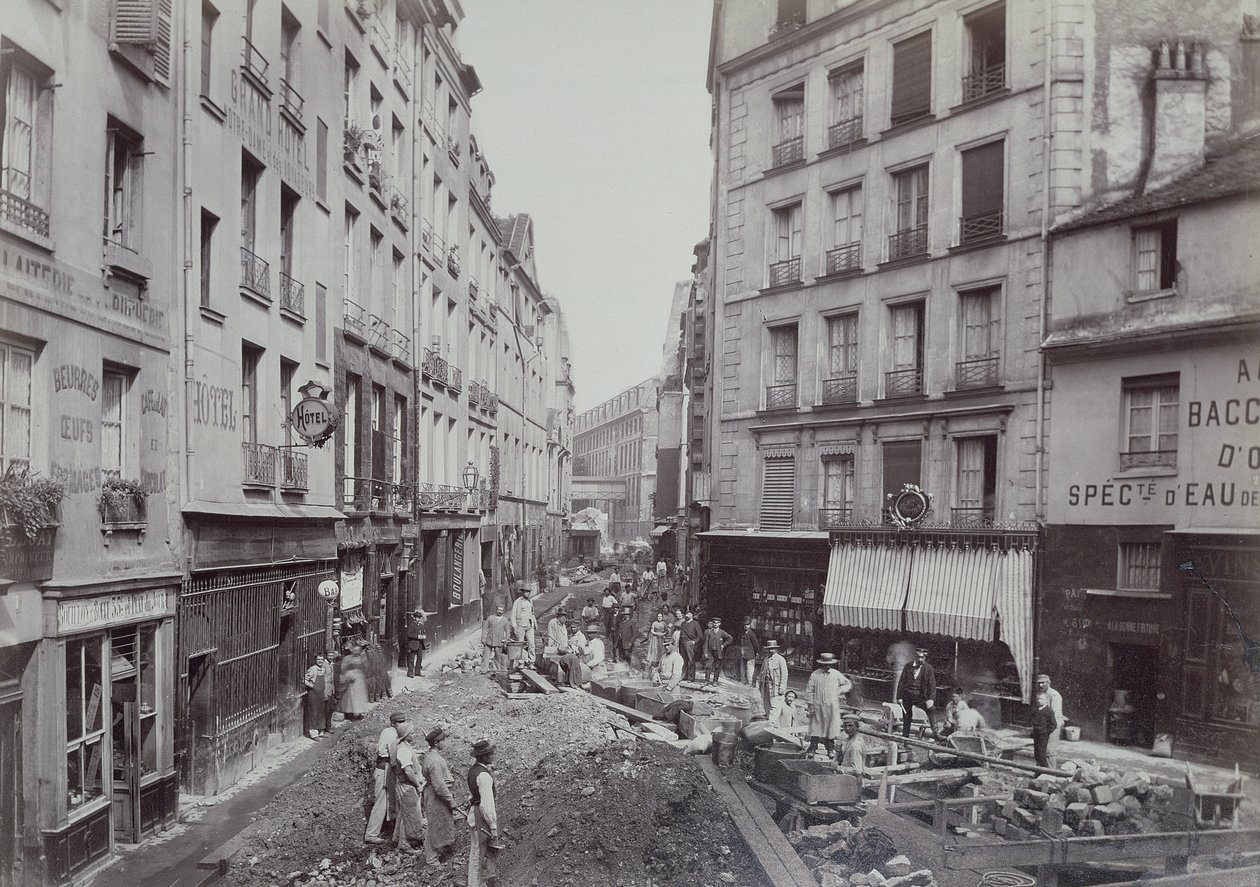 Kloakkanlegg i Rue de la Bucherie i Paris, 1889 av French Photographer