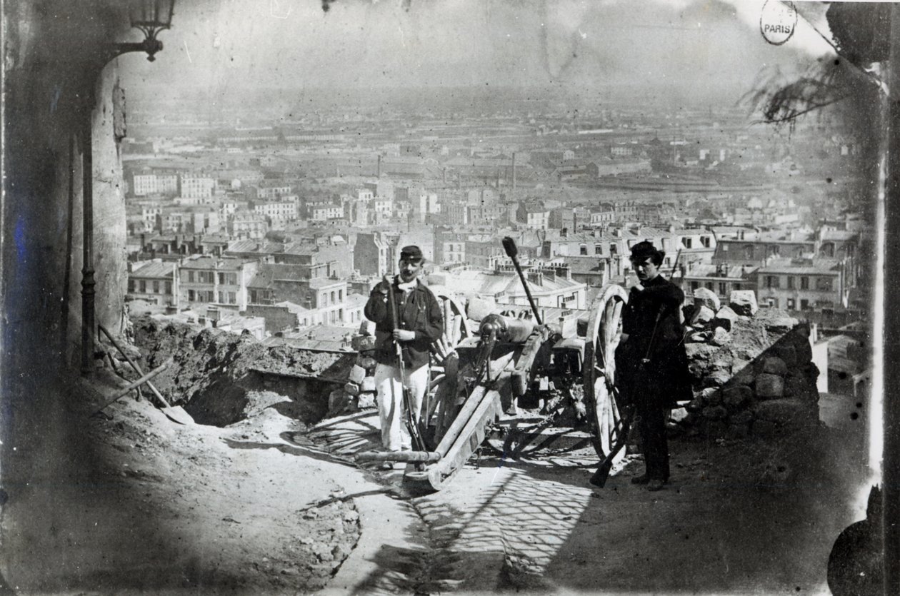 Kanonene i Montmartre under Paris-kommunen, 1871 av French Photographer