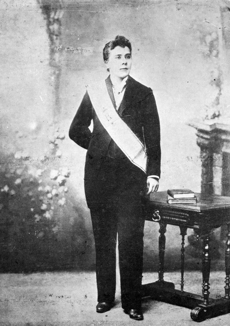 Den såkalte Diana Vaughan, kledd som en inspektør av palladisme, ca. 1895 av French Photographer