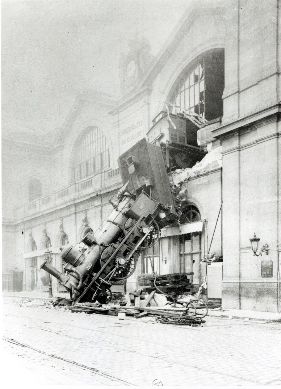 Togulykke ved Gare Montparnasse i Paris 22. oktober 1895 av French Photographer