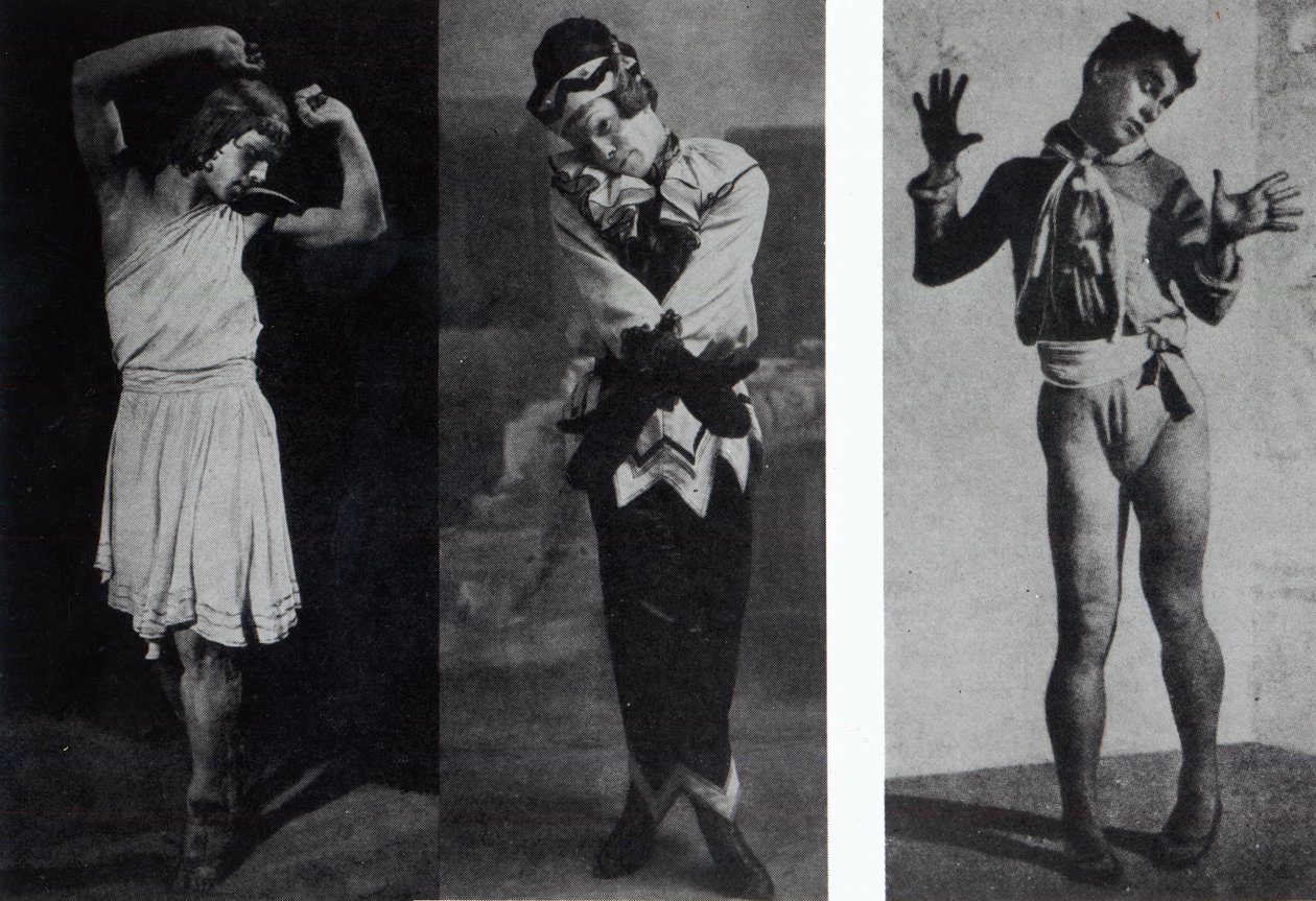 Vaslav Nijinsky i rollen som Narcisse, Petrouchka og Till Eulenspiegl, ca. 1911-16 av French Photographer