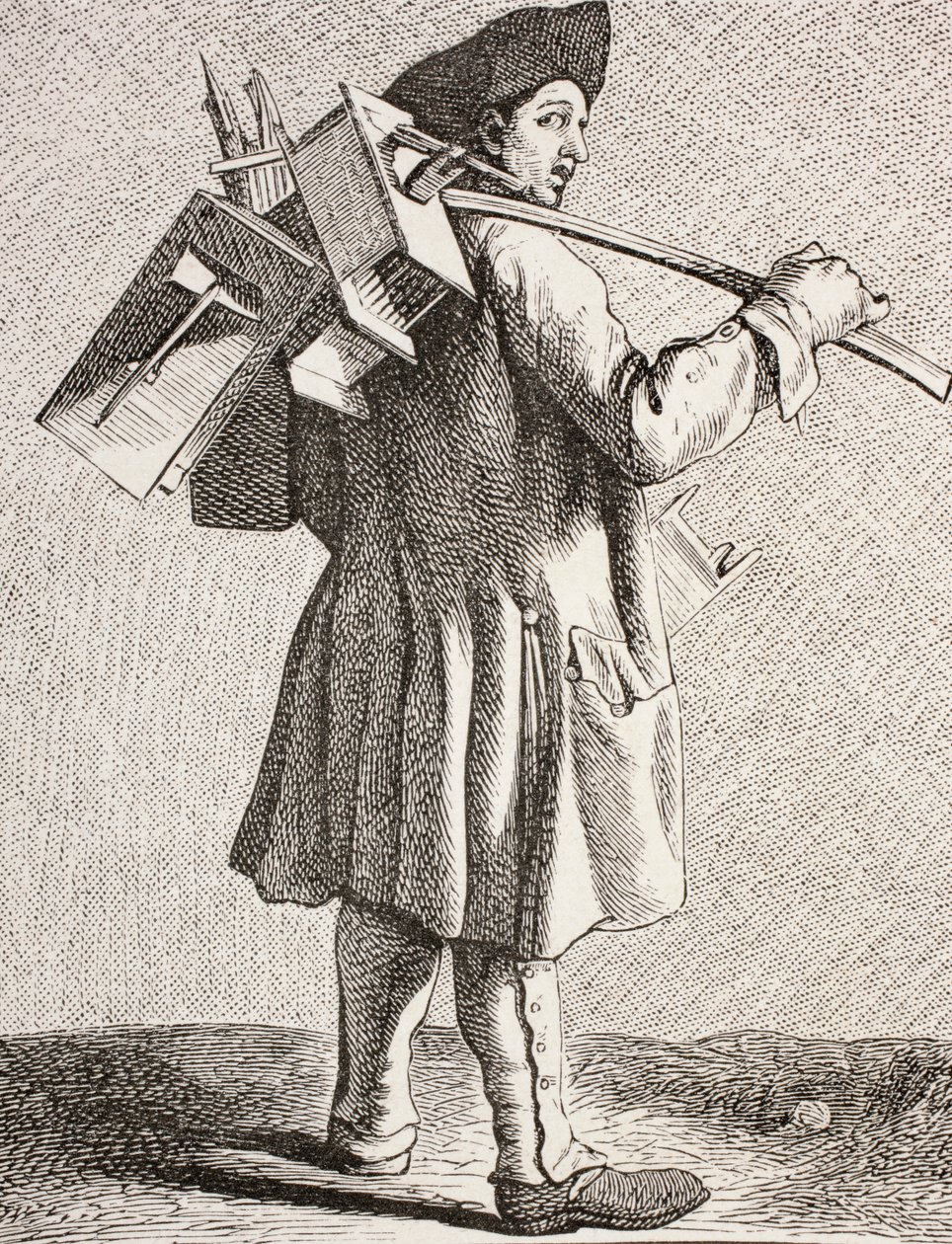 En rottefanger med fellene sine i Paris fra 1700-tallet, 1875 av French School