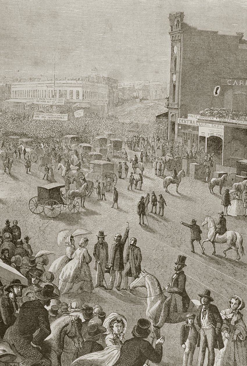 Et gatemøte på 1850-tallet, San Francisco, fra 