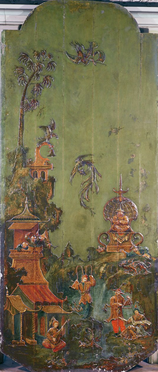 Luft, fra en serie paneler som viser de fire elementene, ca. 1730 (polykromt tre) av French School