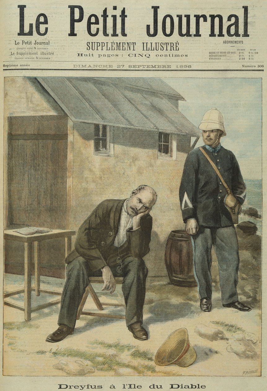 Alfred Dreyfus (1859-1935) på Devils Island, fra Le Petit Journal, 27. september 1896 av French School