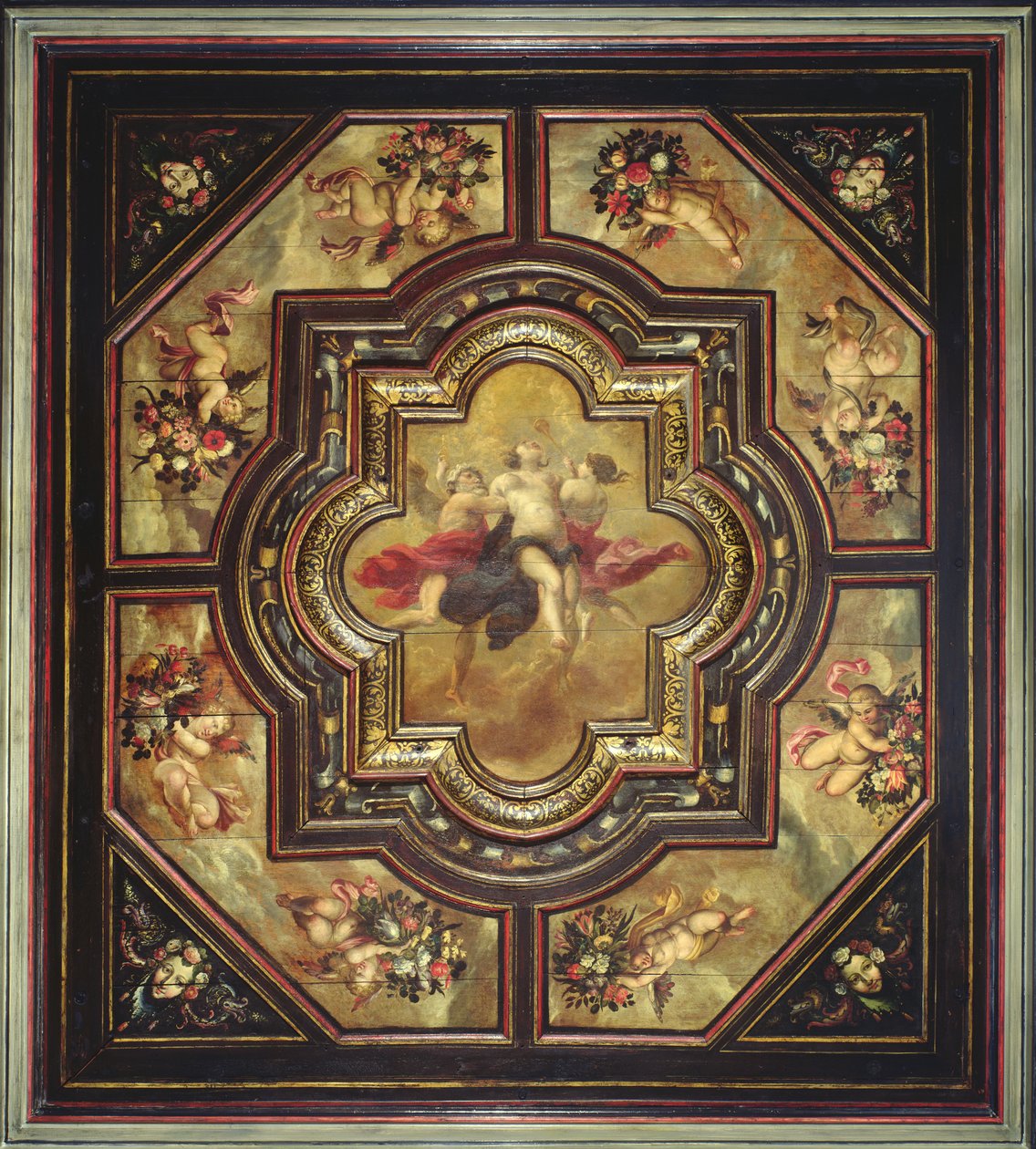 Allegory of Truth, lite takpanel (olje på tre) av French School