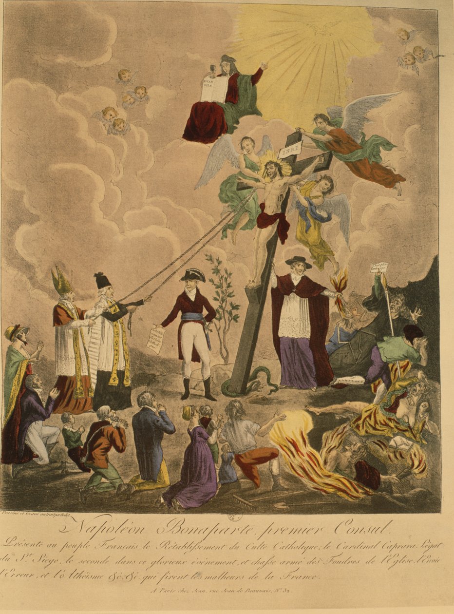 Allegori om gjenopprettelsen av den katolske religionen i Frankrike i 1802 under Napoleon Bonaparte som første konsul, 1802 av French School