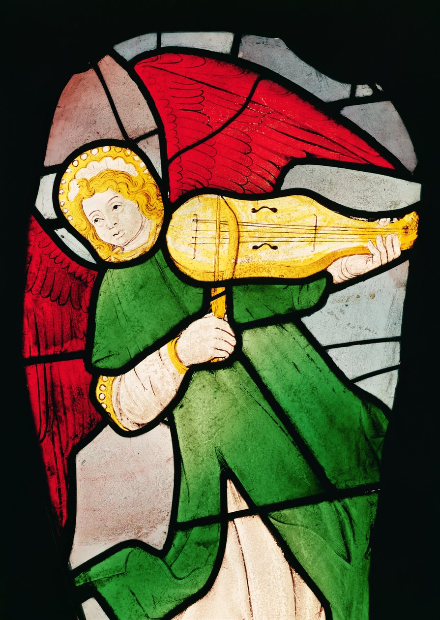 Angel Musician (farget glass) av French School