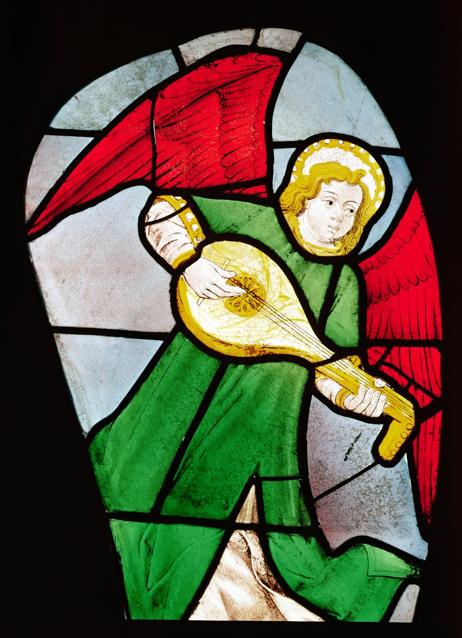 Angel Musician (farget glass) av French School