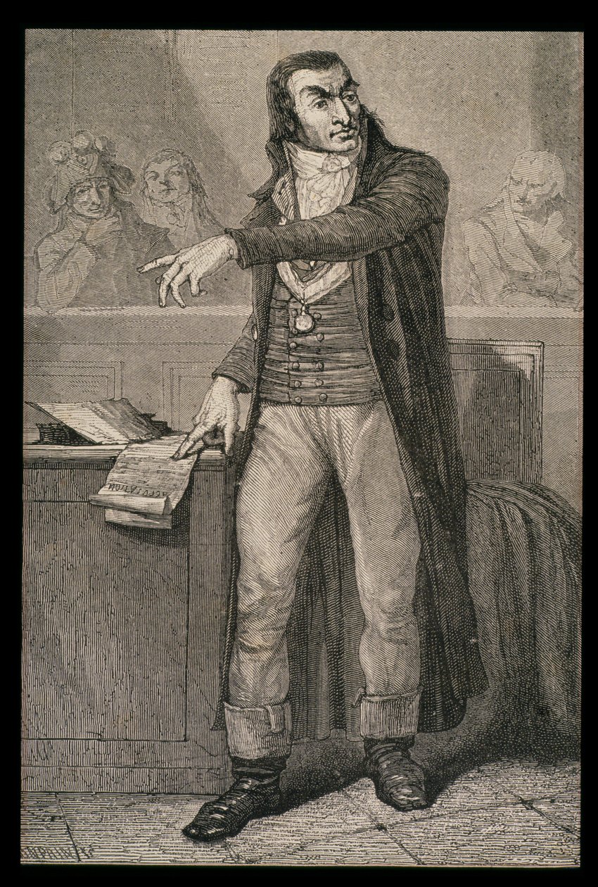 Antoine Quentin Fouquier-Tainville (1747-95) som statsadvokat for Revolutionary Tribunal, gravert av Blanpain av French School