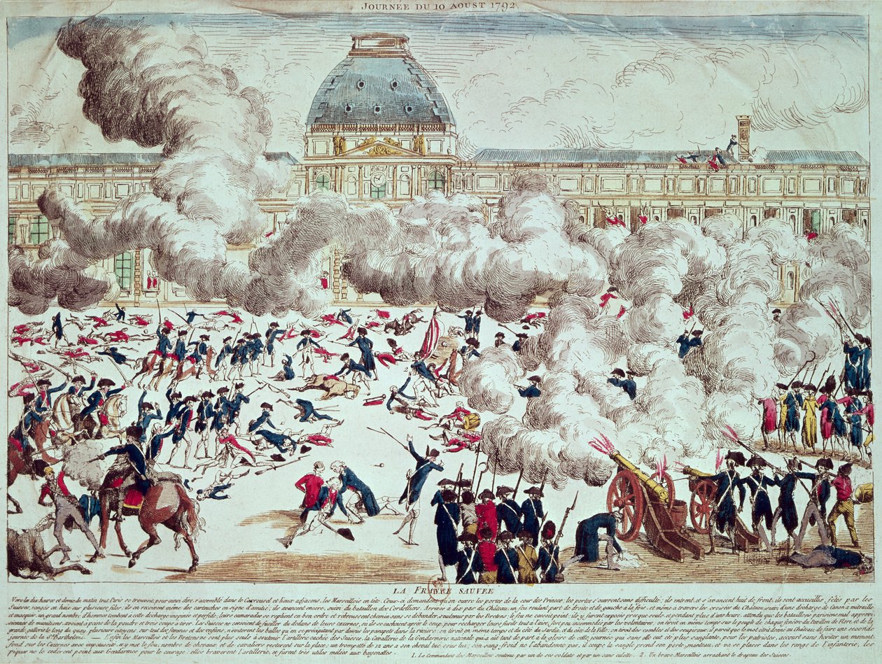Angrep på Tuileriene, 10. august 1792 av French School