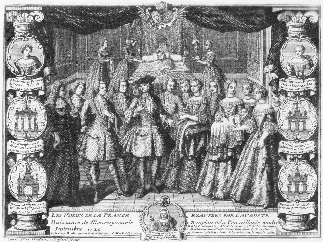 Fødsel av Louis, Dauphin av Frankrike, sønn av Louis XV, 4. september 1729 av French School